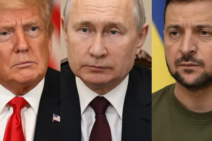 Rusia atacă Ucraina cu drone. Donald Trump, Vladimir Putin și Volodimir Zelenski, lideri politici globali în contextul războiului din Ucraina.